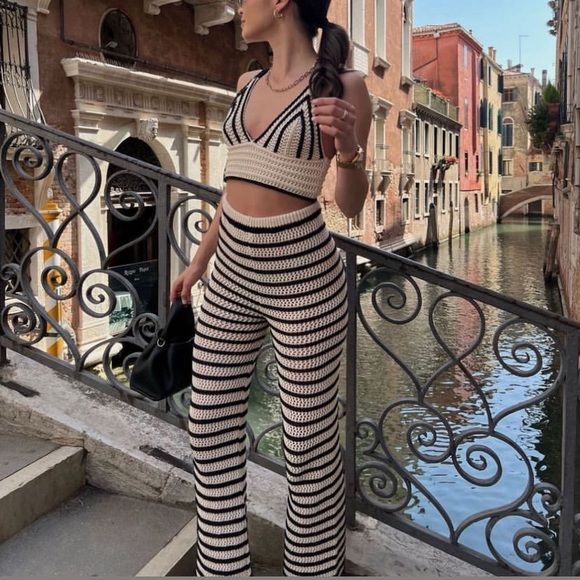 ZARA NWT 2 Piece Top & Pants Stripe Knit Set - Picture 5 of 16